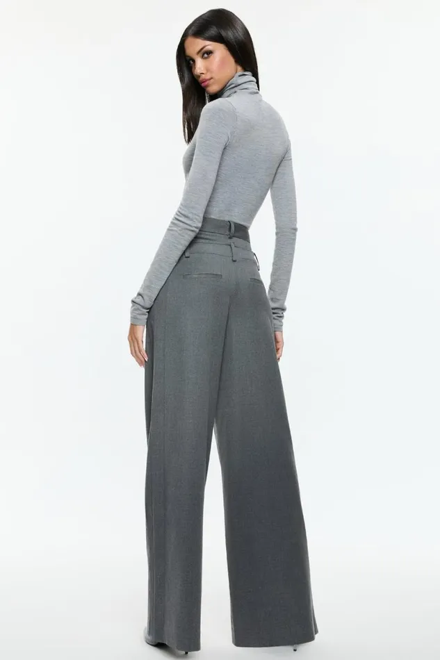 Alice Olivia Aspen Double Waist Pant Shadow Grey Melange Women Pants
