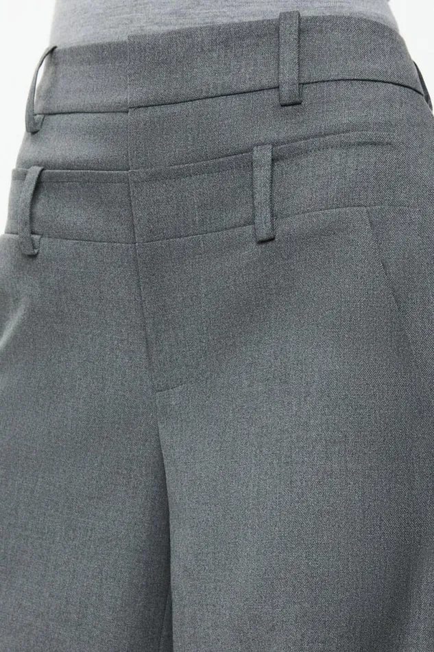 Alice Olivia Aspen Double Waist Pant Shadow Grey Melange Women Pants
