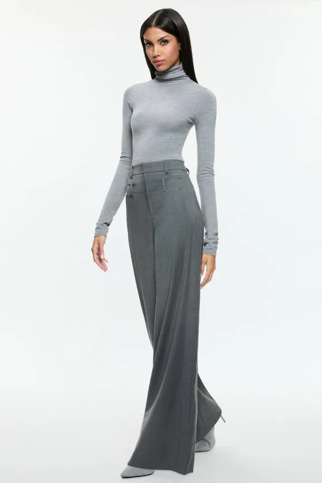 Alice Olivia Aspen Double Waist Pant Shadow Grey Melange Women Pants