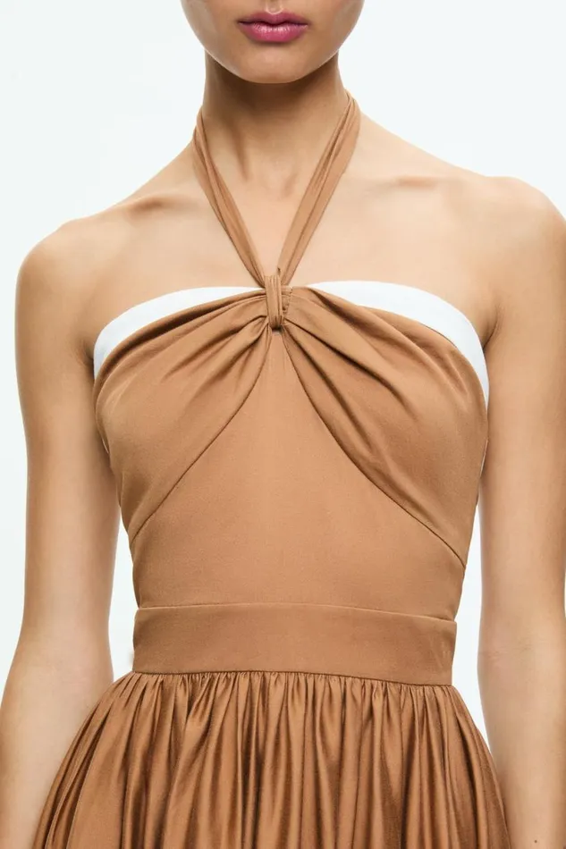 Alice Olivia Beatrix Sweetheart Tie Neck Dress Tanvanilla Women Dresses
