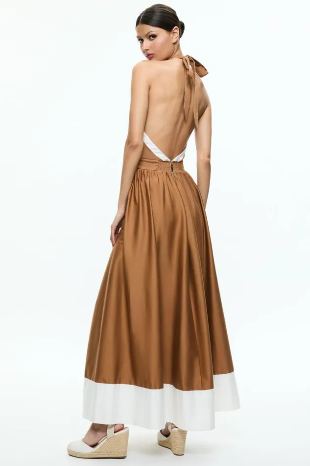 Alice Olivia Beatrix Sweetheart Tie Neck Dress Tanvanilla Women Dresses
