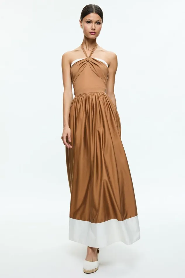 Alice Olivia Beatrix Sweetheart Tie Neck Dress Tanvanilla Women Dresses
