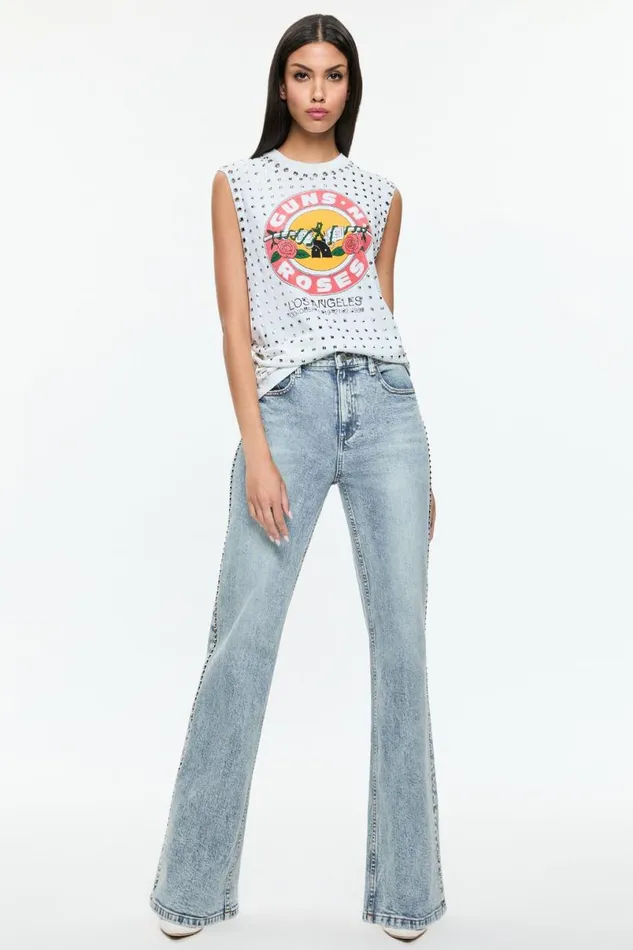 Alice Olivia Bodie Studded Jean Lexi Light Blue Women Pants