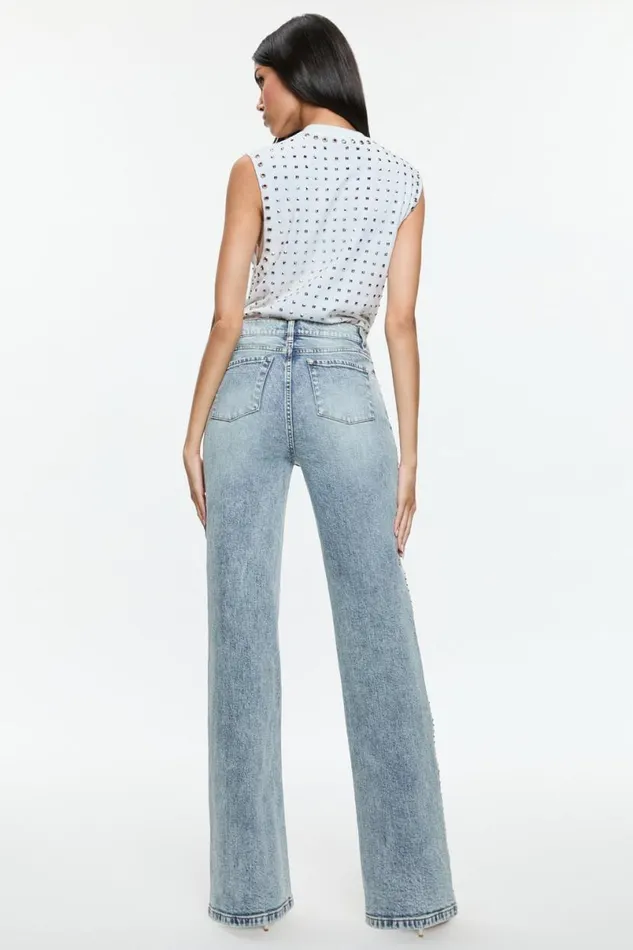 Alice Olivia Bodie Studded Jean Lexi Light Blue Women Pants