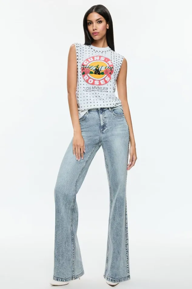 Alice Olivia Bodie Studded Jean Lexi Light Blue Women Pants