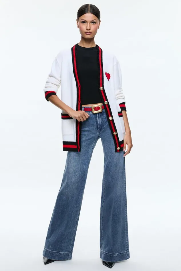 Alice Olivia Bradford Cardigan Ecru Multi Women Sweaters