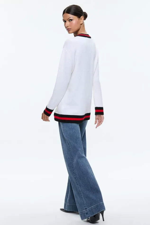 Alice Olivia Bradford Cardigan Ecru Multi Women Sweaters
