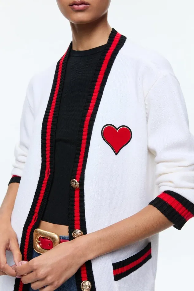 Alice Olivia Bradford Cardigan Ecru Multi Women Sweaters