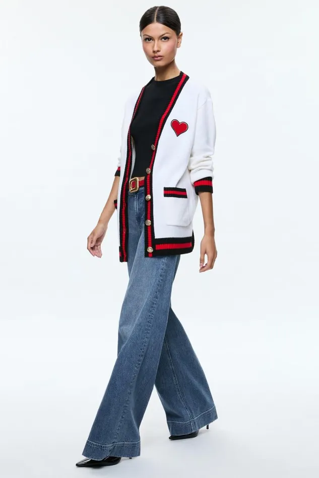 Alice Olivia Bradford Cardigan Ecru Multi Women Sweaters