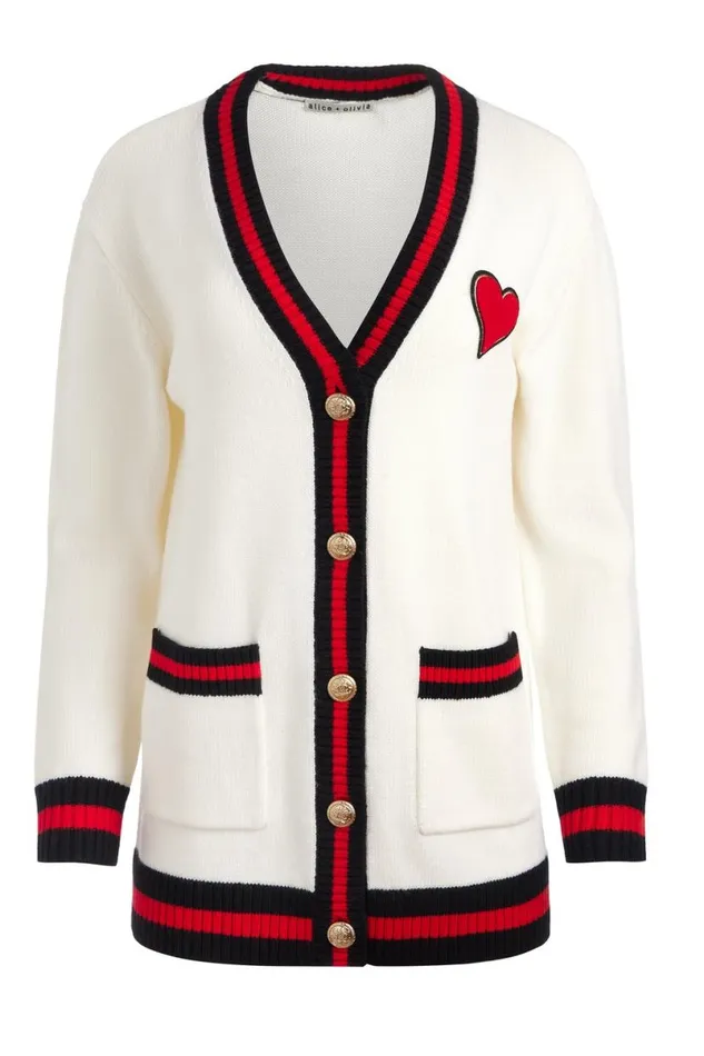 Alice Olivia Bradford Cardigan Ecru Multi Women Sweaters