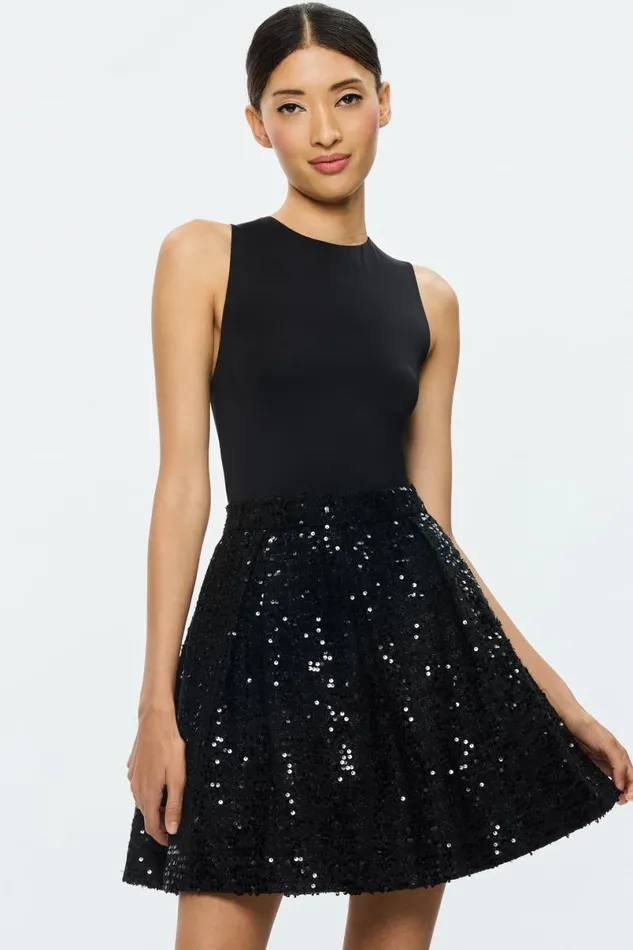 Alice Olivia Chara Mini Dress Black Women Dresses