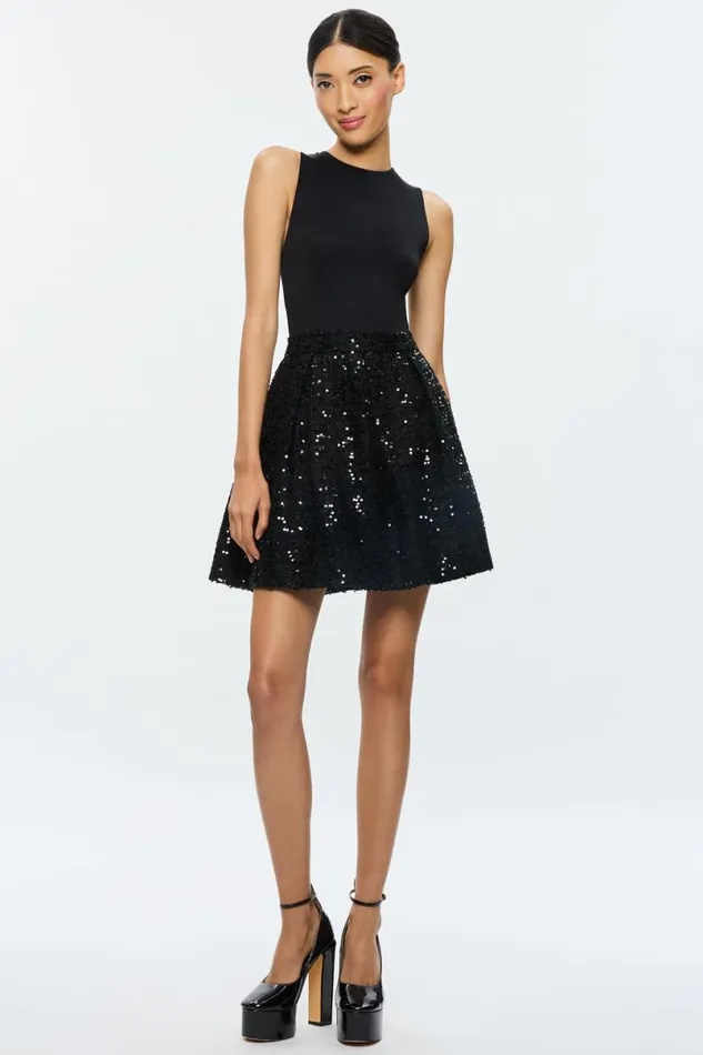 Alice Olivia Chara Mini Dress Black Women Dresses