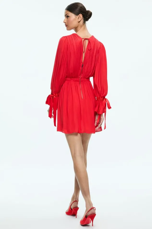 Alice Olivia Clarissa Mini Dress Bright Ruby Women Dresses