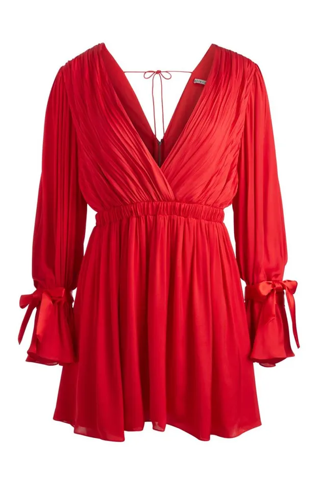 Alice Olivia Clarissa Mini Dress Bright Ruby Women Dresses