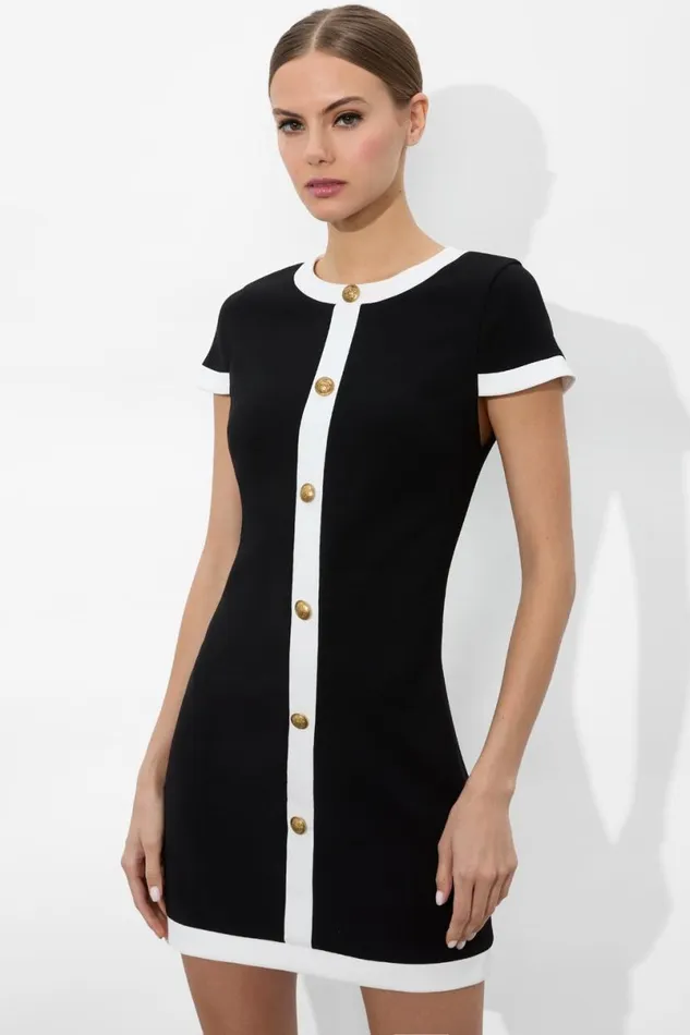 Alice Olivia Coley Mini Dress Blackoff White Women Dresses