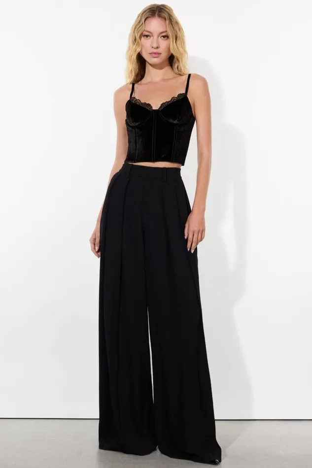 Alice Olivia Denna Velvet Corset Black Women Tops