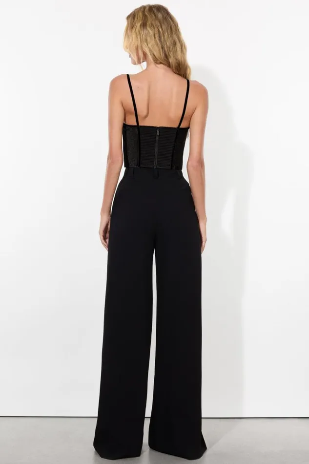 Alice Olivia Denna Velvet Corset Black Women Tops