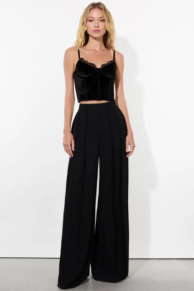 Alice Olivia Denna Velvet Corset Black Women Tops