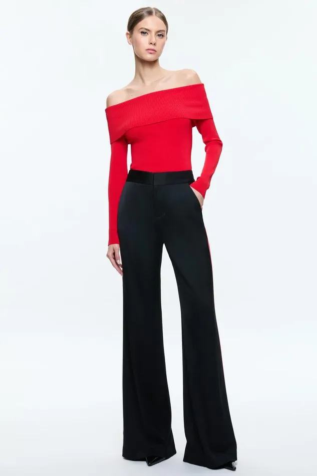 Alice Olivia Dolan Pullover Bright Ruby Women Tops