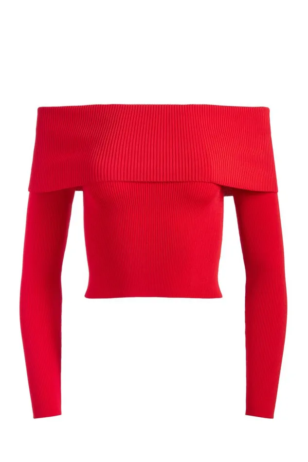 Alice Olivia Dolan Pullover Bright Ruby Women Tops