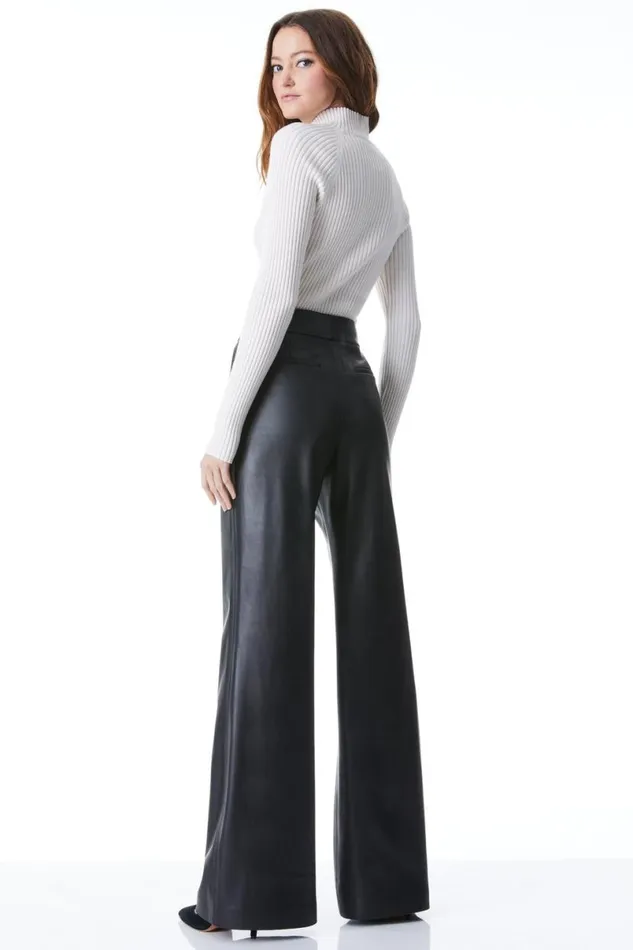 Alice Olivia Dylan Vegan Pant Black Women Pants