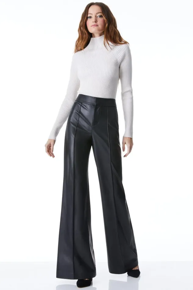 Alice Olivia Dylan Vegan Pant Black Women Pants