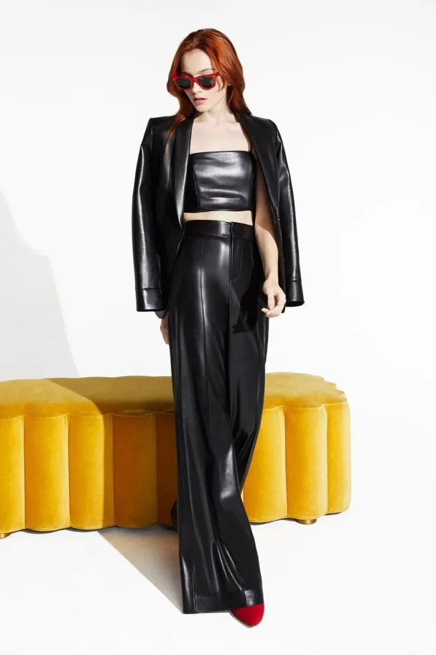 Alice Olivia Dylan Vegan Pant Black Women Pants