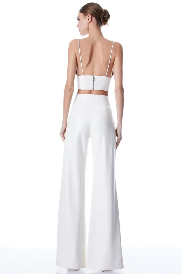 Alice Olivia Dylan Vegan Pant Ecru Women Pants