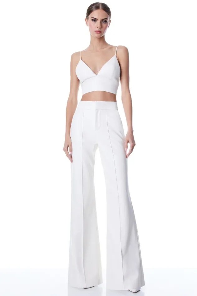 Alice Olivia Dylan Vegan Pant Ecru Women Pants