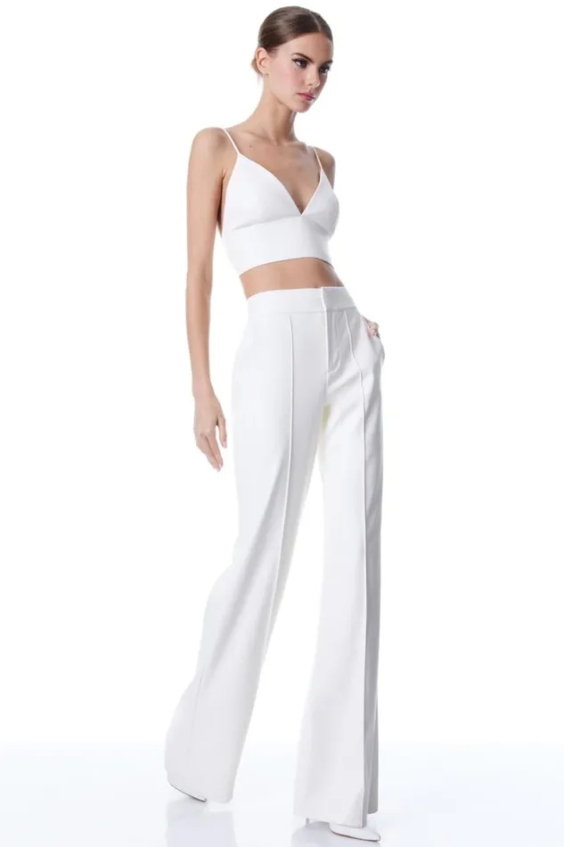 Alice Olivia Dylan Vegan Pant Ecru Women Pants