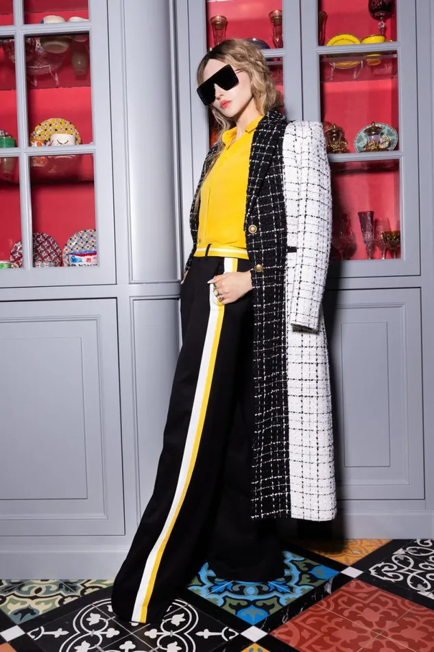 Alice Olivia Eric Pant With Side Stripe Blackmustard Seedwhite Women Pants