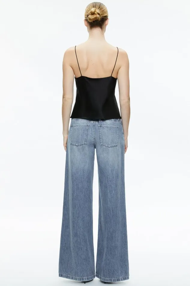 Alice Olivia Harmon Slip Tank Black Women Tops