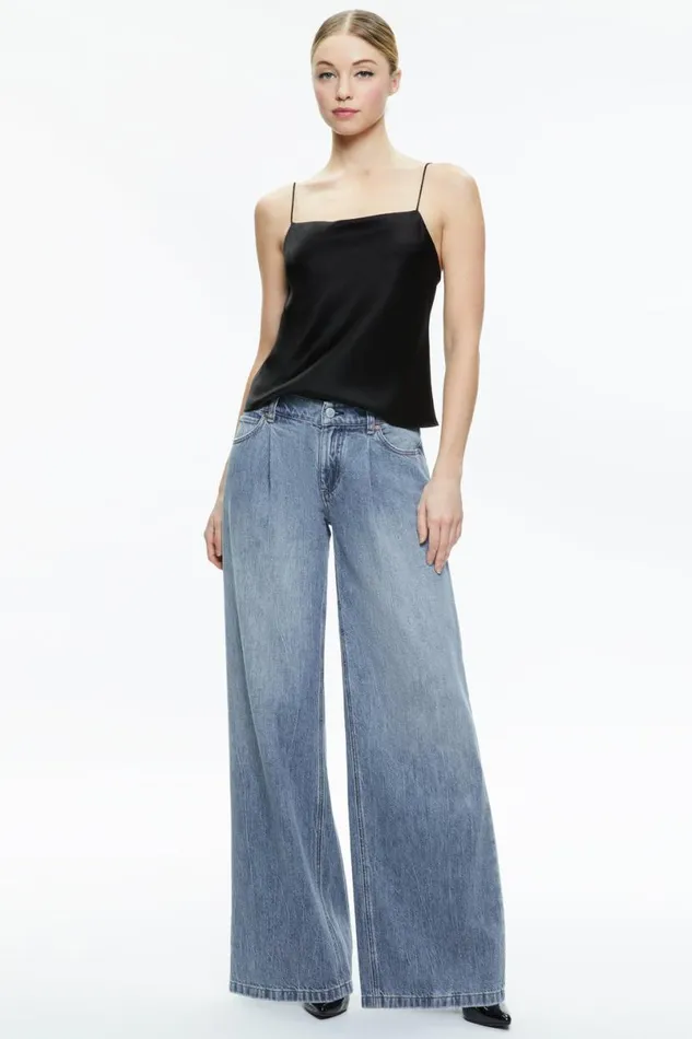 Alice Olivia Harmon Slip Tank Black Women Tops