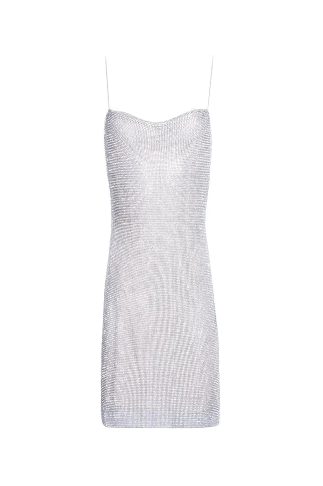 Alice Olivia Harmony Mini Slip Dress Silverchainmail Women Dresses