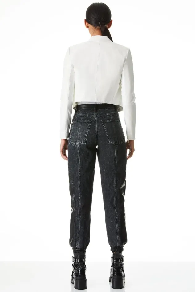 Alice Olivia Harvey Leather Jacket White Women Suits