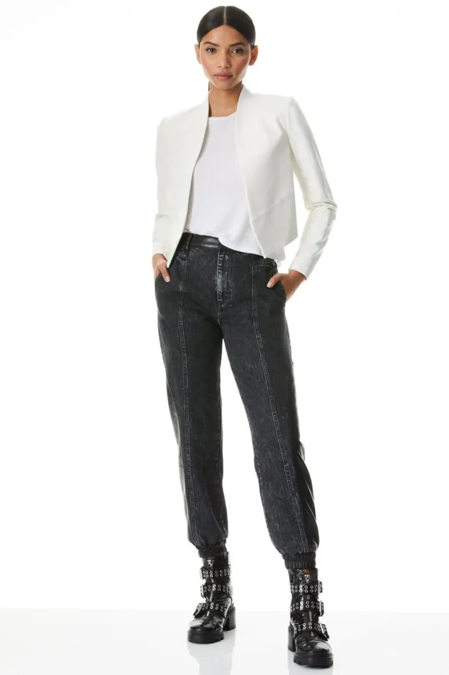 Alice Olivia Harvey Leather Jacket White Women Suits