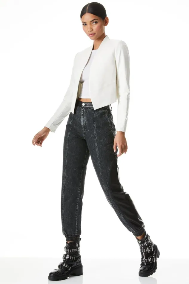Alice Olivia Harvey Leather Jacket White Women Suits