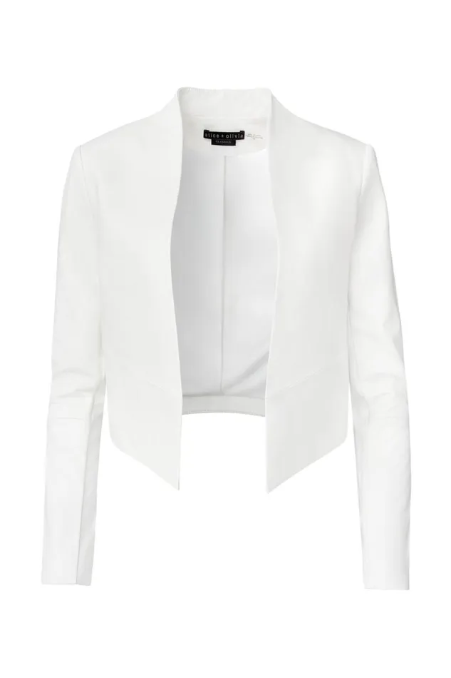 Alice Olivia Harvey Leather Jacket White Women Suits
