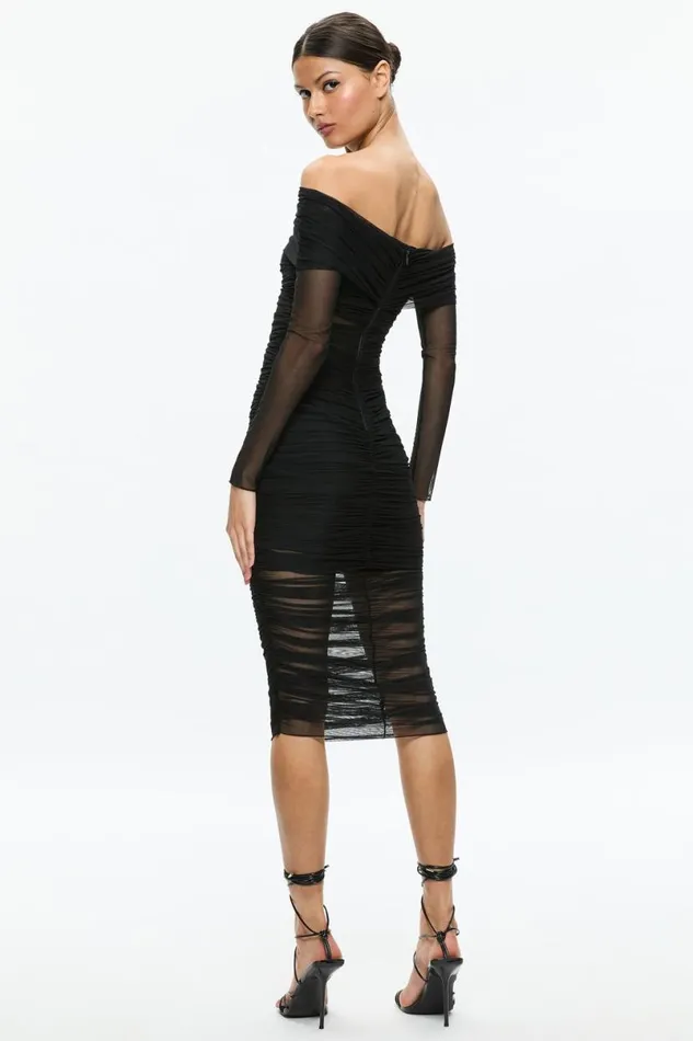 Alice Olivia Isadola Midi Dress Black Women Dresses