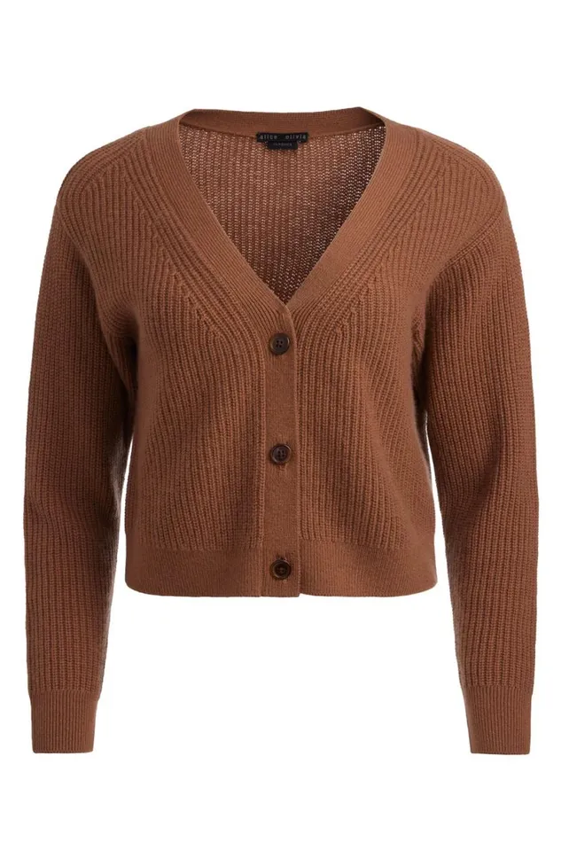 Alice Olivia Jannie Cardigan Camel Women Sweaters