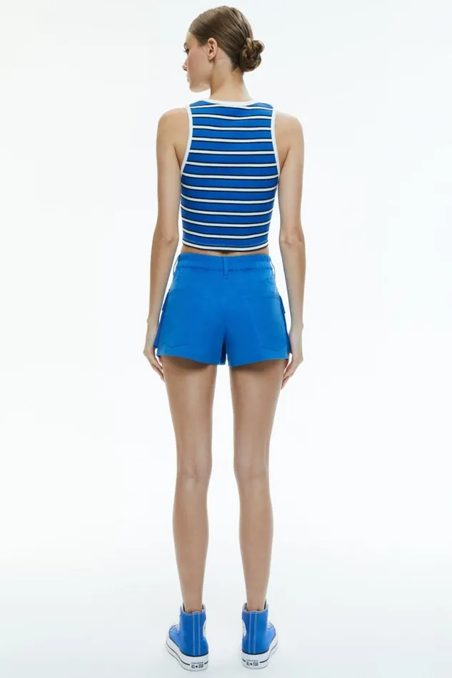 Alice Olivia Joette Low Rise Cargo Short French Blue Women Shorts