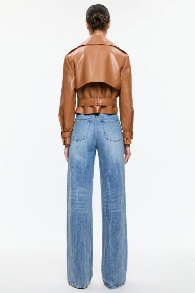 Alice Olivia Keith Vegan Trench Camel Women Outerwear