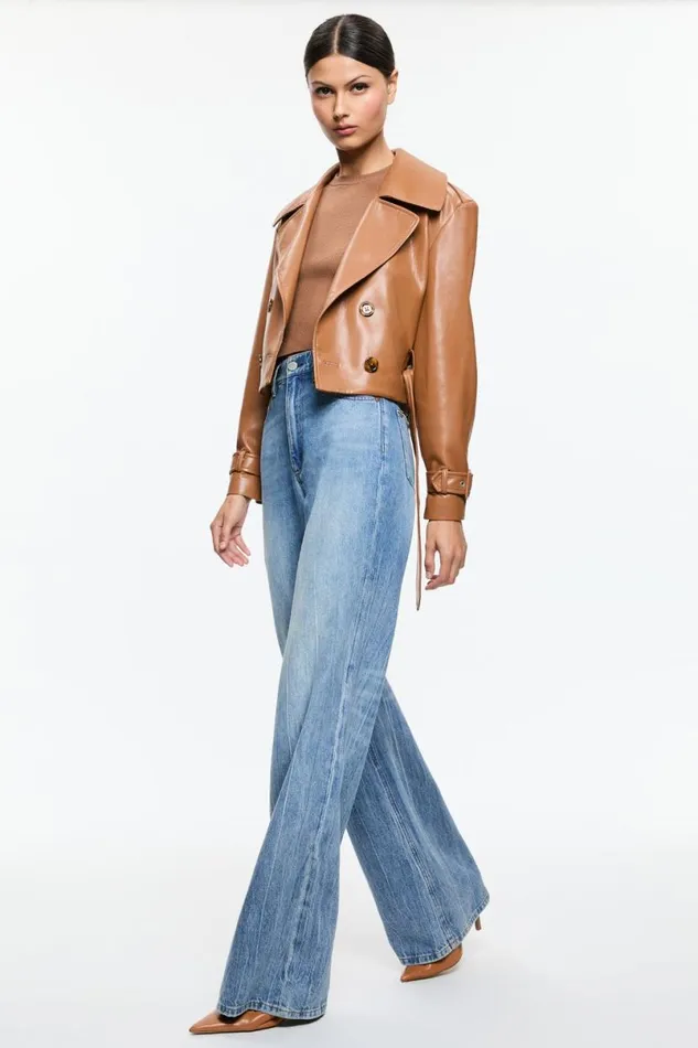 Alice Olivia Keith Vegan Trench Camel Women Outerwear
