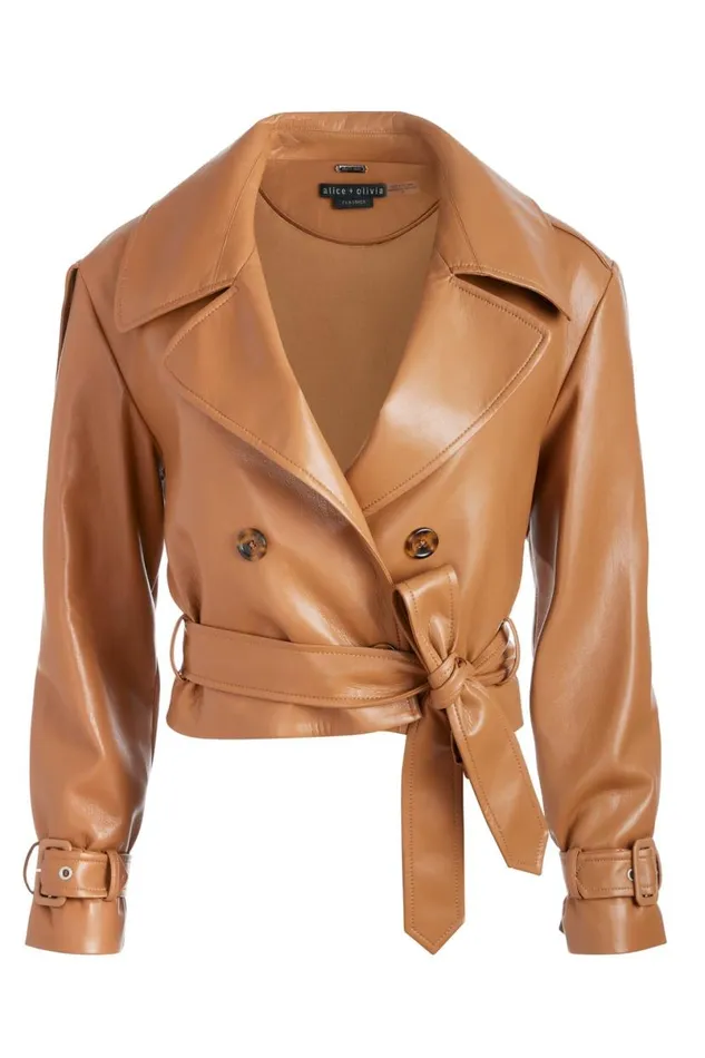 Alice Olivia Keith Vegan Trench Camel Women Outerwear