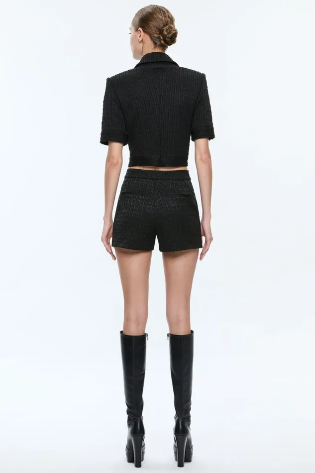 Alice Olivia Ken Tweed Short Black Women Suits