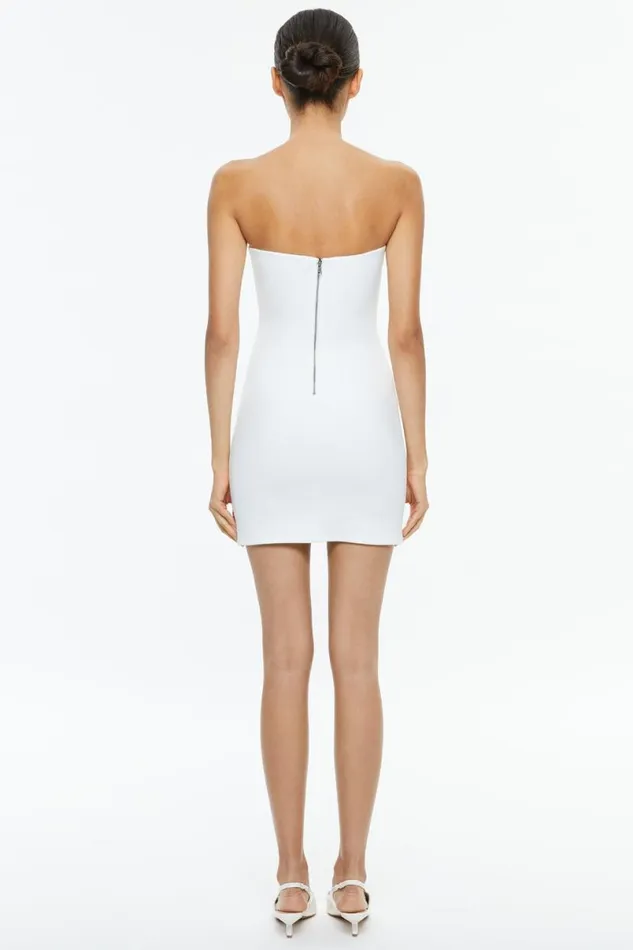 Alice Olivia Leia Strapless Mini Dress Off White Women Dresses