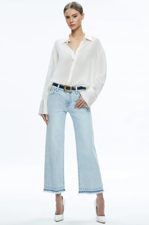 Alice Olivia Letty Buckle Belt Indigo Women Accessories