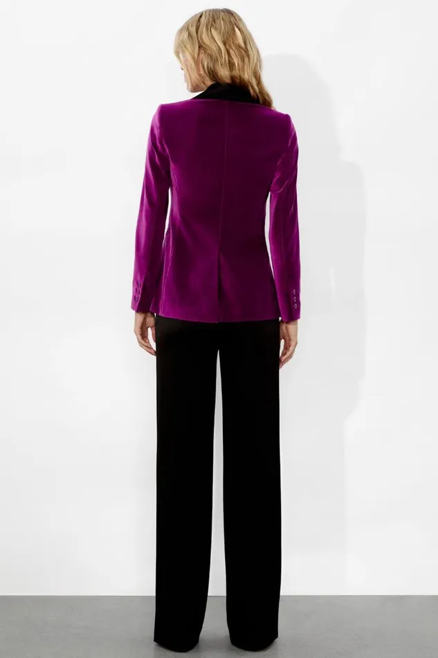 Alice Olivia Macey Velvet Blazer Bright Boysenberryblack Women Suits