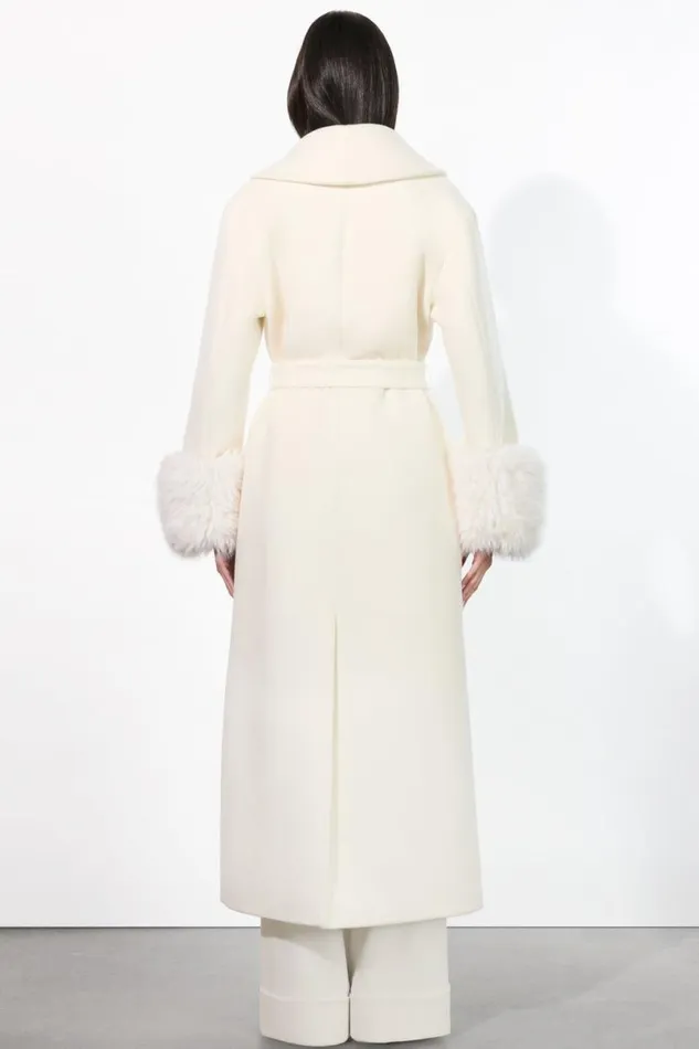 Alice Olivia Marcelene Maxi Coat Off White Women Outerwear