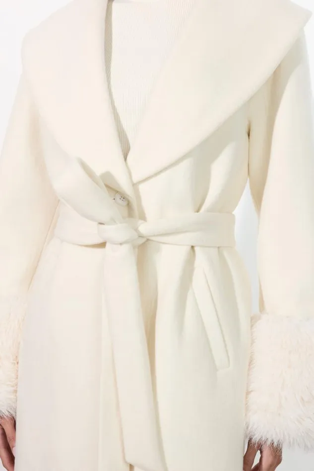 Alice Olivia Marcelene Maxi Coat Off White Women Outerwear